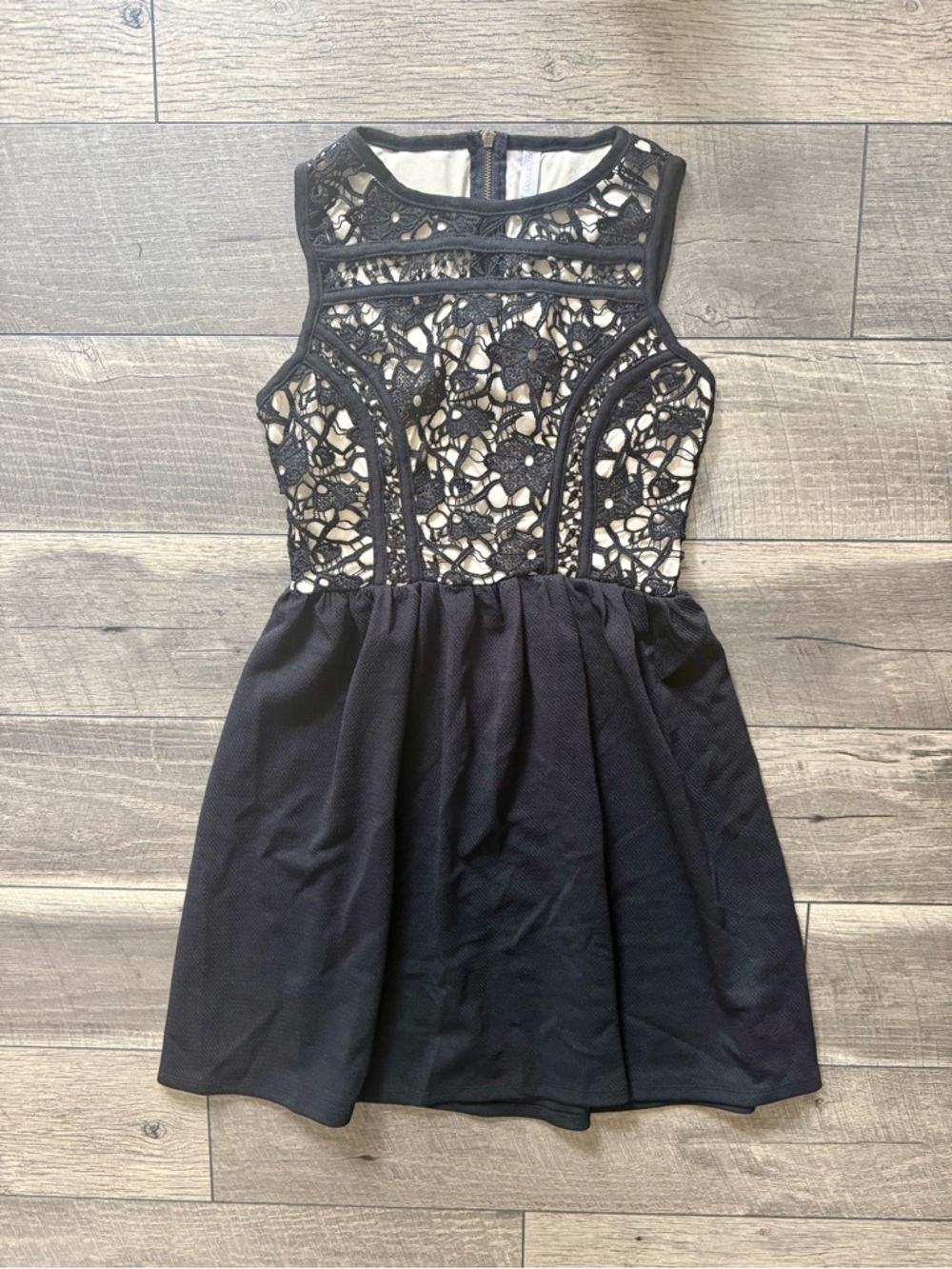 Xhilaration Black Lace Mini Dress with Ivory Lining